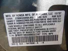 2008 Honda Pilot EX-L Gray 3.5L AT 4WD #A23814